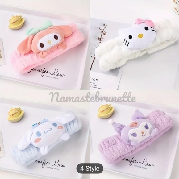 Hello Kitty Plush Headband For Spa Makeup Sanrio Kawaii - Picture 10 of 11